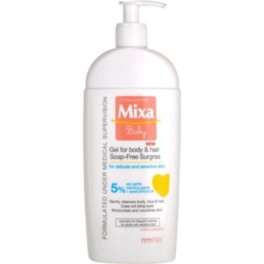 Mixa Baby Surgras Gel fără săpun pentru corp și păr 1×250 ml, gel de spălare pentru copii