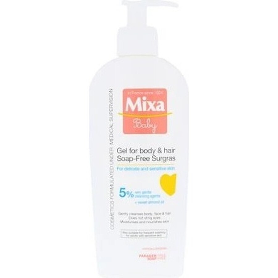 Mixa Baby Surgras Gel fără săpun pentru corp și păr 1×250 ml, gel de spălare pentru copii