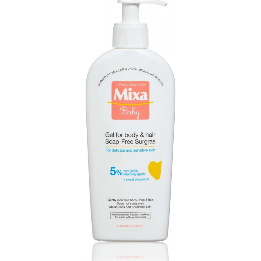 Mixa Baby Surgras Gel fără săpun pentru corp și păr 1×250 ml, gel de spălare pentru copii