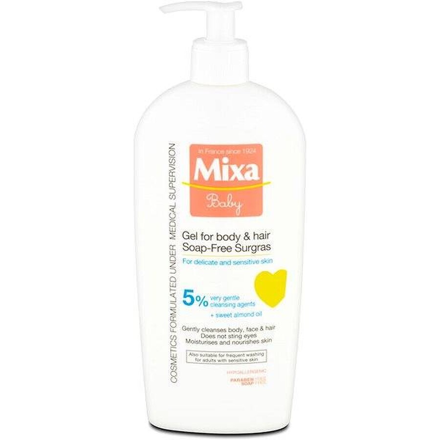 Mixa Baby Surgras Gel fără săpun pentru corp și păr 1×250 ml, gel de spălare pentru copii