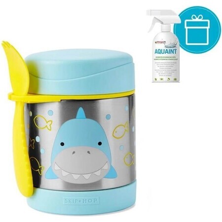 SKIP HOP Zoo Food Thermos mit Löffel und Gabel Hai, 12 m+ 1×325 ml, Lebensmittelthermoskanne