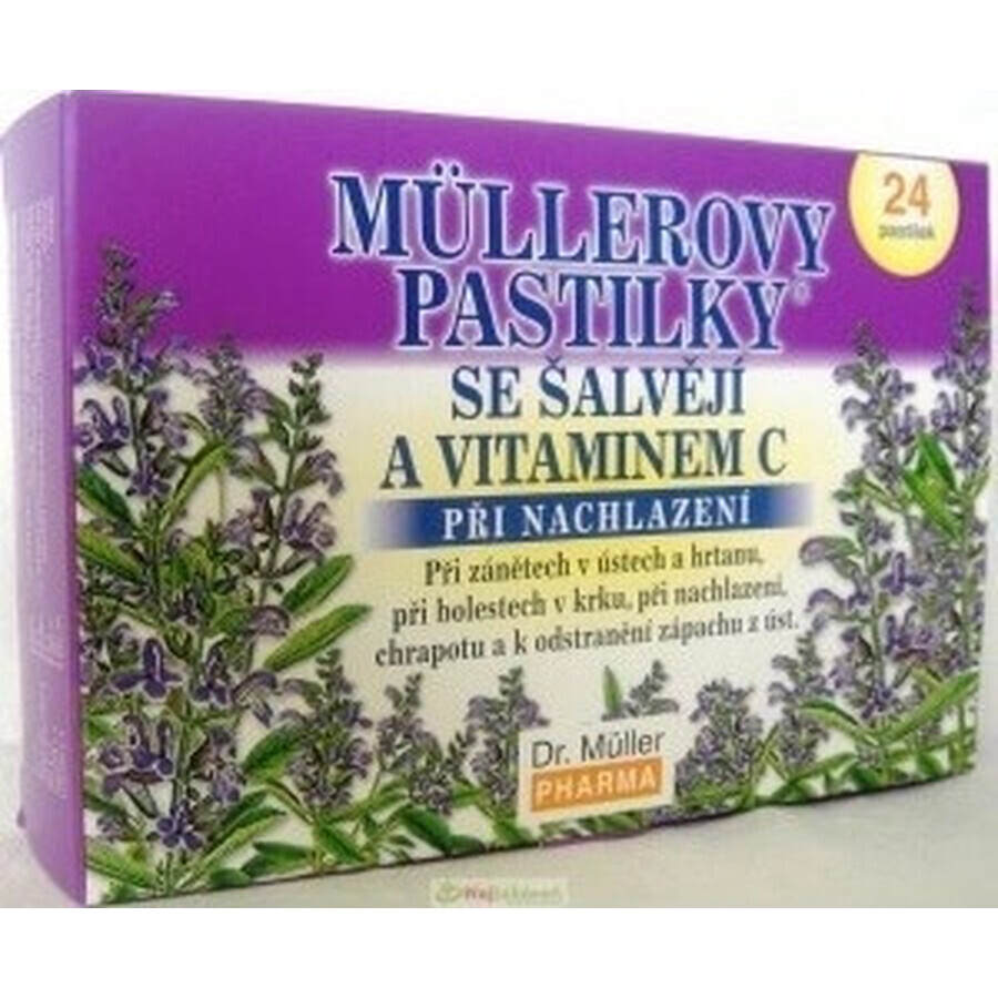 MÜLLER'S PASTILLS SHALVIA AND VITAMIN C 1×24 pcs, for colds