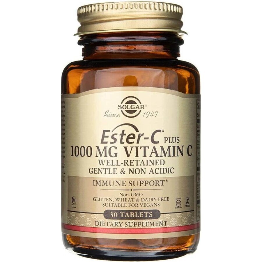 Solgar Ester-C plus 1000 mg säurefreies Vitamin C mit Bioflavonoid-Komplex 30 Kapseln 1×30 tbl, Nahrungsergänzungsmittel