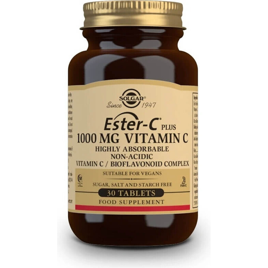 Solgar Ester-C plus 1000 mg säurefreies Vitamin C mit Bioflavonoid-Komplex 30 Kapseln 1×30 tbl, Nahrungsergänzungsmittel