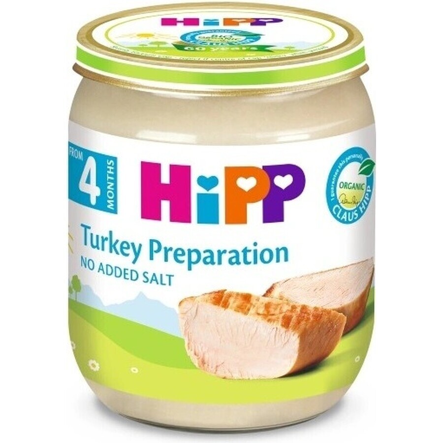 HiPP Purè di tacchino biologico 1×125 g, antipasto di carne per bambini