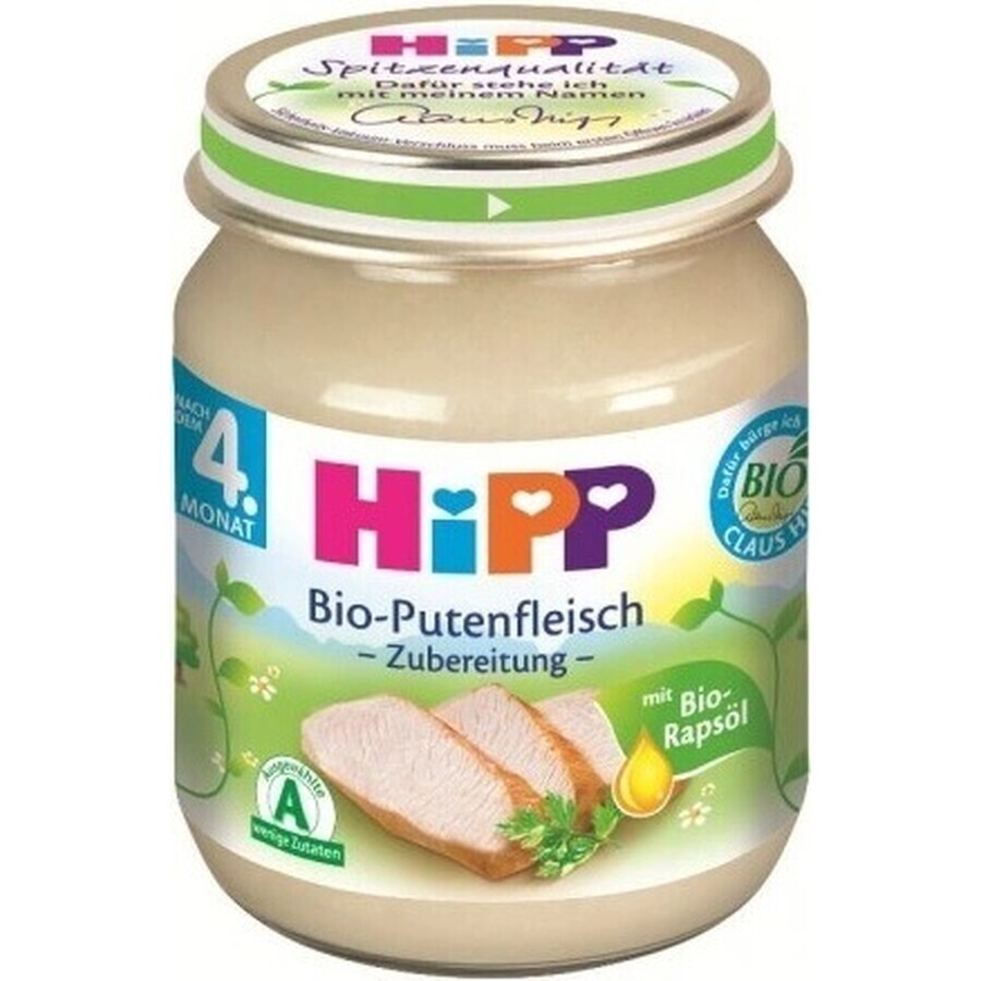 HiPP Purè di tacchino biologico 1×125 g, antipasto di carne per bambini