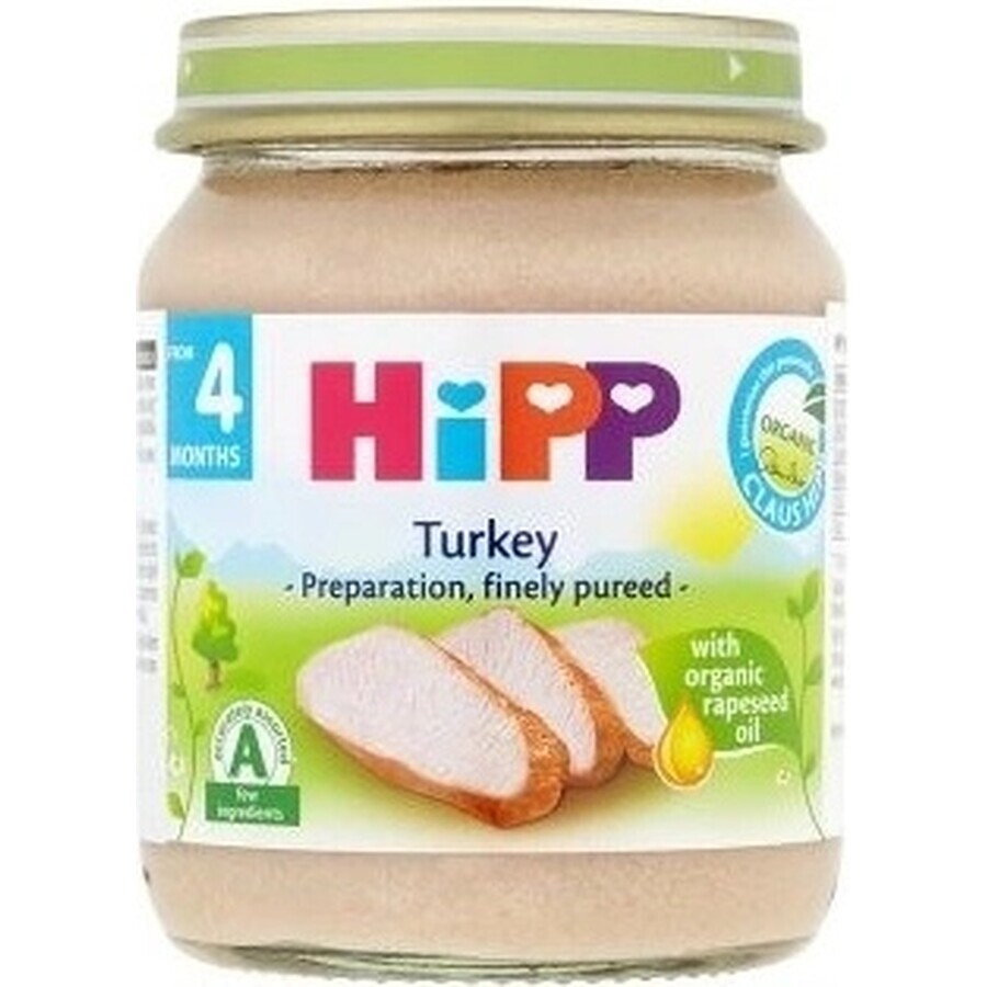 HiPP Purè di tacchino biologico 1×125 g, antipasto di carne per bambini