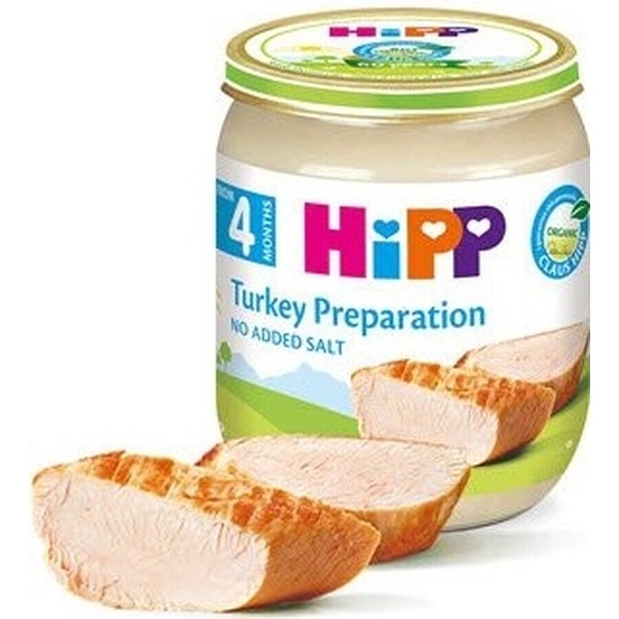 HiPP Purè di tacchino biologico 1×125 g, antipasto di carne per bambini