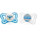 Chicco Fopspeen Fysio Light Silicone Fopspeen 6-16m+, Blauw 2st 1×2st, Kalmerende Fopspeen (6-16m.+)