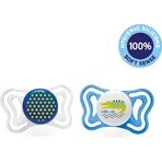 Chicco Fopspeen Fysio Light Silicone Fopspeen 6-16m+, Blauw 2st 1×2st, Kalmerende Fopspeen (6-16m.+)