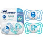 Chicco Fopspeen Fysio Light Silicone Fopspeen 6-16m+, Blauw 2st 1×2st, Kalmerende Fopspeen (6-16m.+)