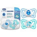 Chicco Fopspeen Fysio Light Silicone Fopspeen 6-16m+, Blauw 2st 1×2st, Kalmerende Fopspeen (6-16m.+)