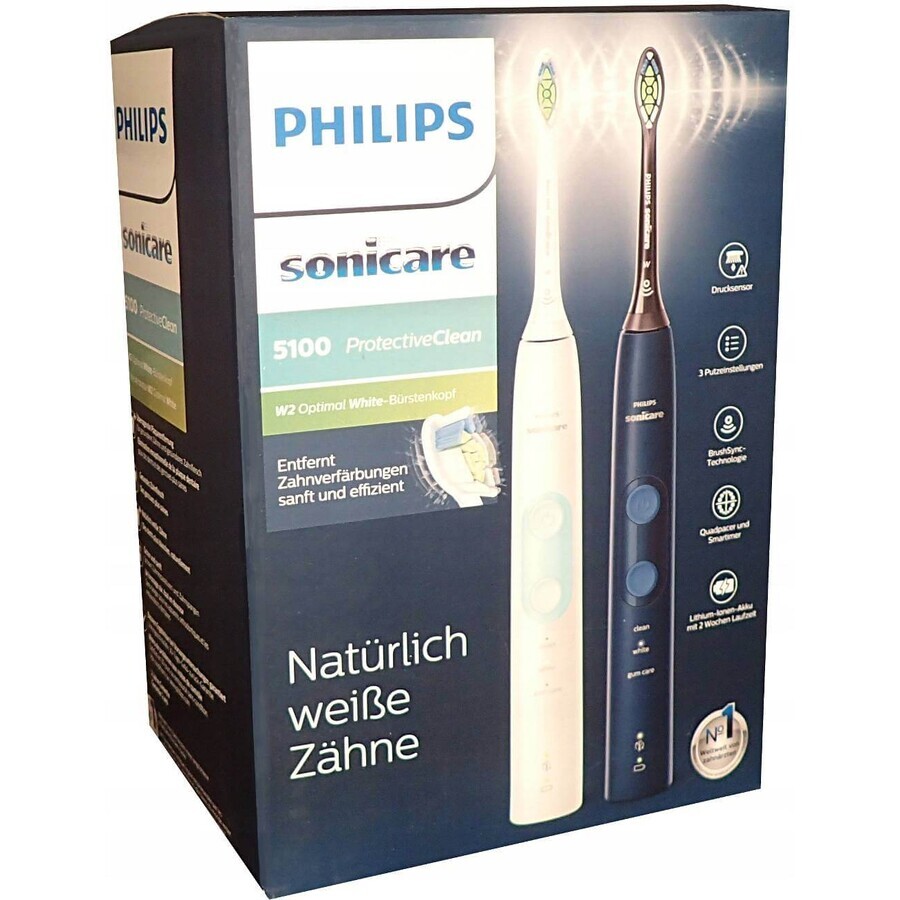 Philips Sonicare 5100 HX6851/34 1+1 1×1 Set, Schallzahnbürste 2 Stück