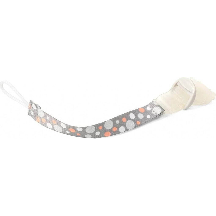 BABYONO Pacifier clip gray/orange 0m+ 1×1 pcs