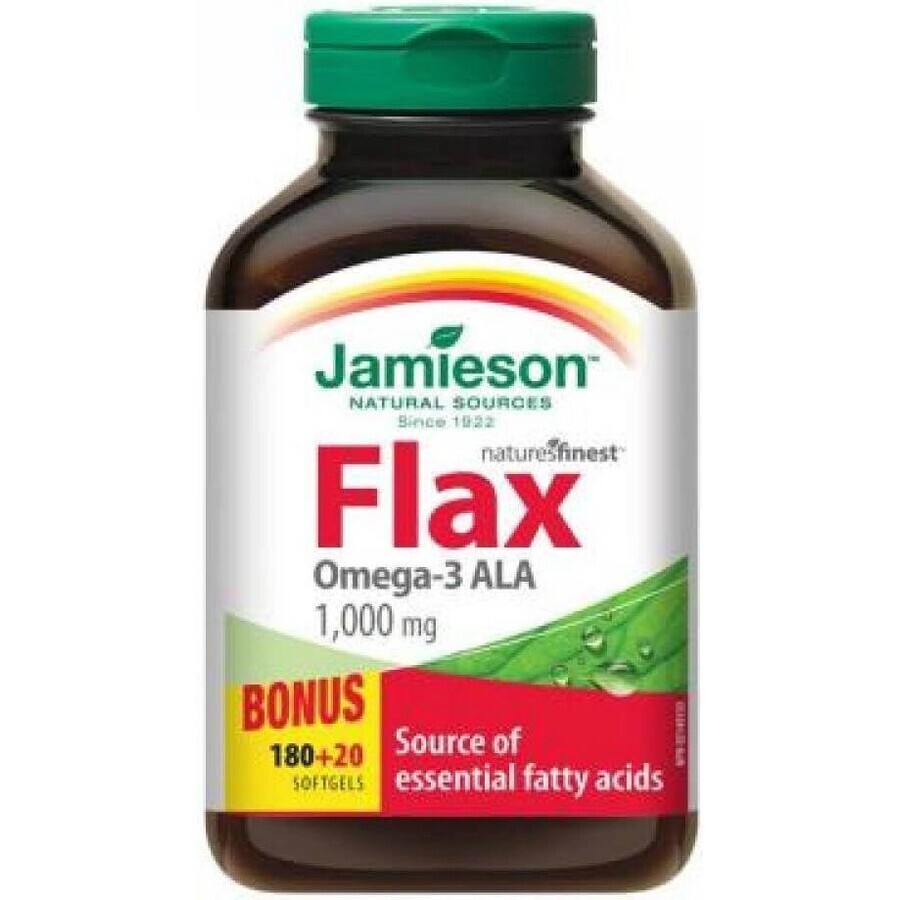 JAMIESON FLAX OMEGA-3 1000 mg FLAXOLIE 1×200 cps, voedingssupplement