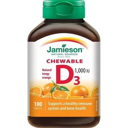 JAMIESON VITAMINE D3 1000 IU ORANJE 1×100 tbl, VITAMINE D3, oranje