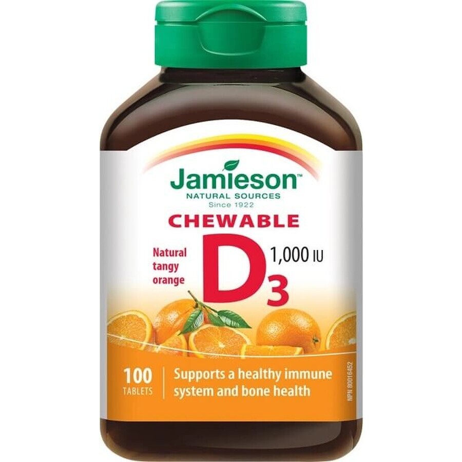 JAMIESON VITAMINE D3 1000 IU ORANJE 1×100 tbl, VITAMINE D3, oranje