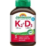 JAMIESON VITAMINS K2 120 µg + D3 1000 IU 1×30 cps, voedingssupplement