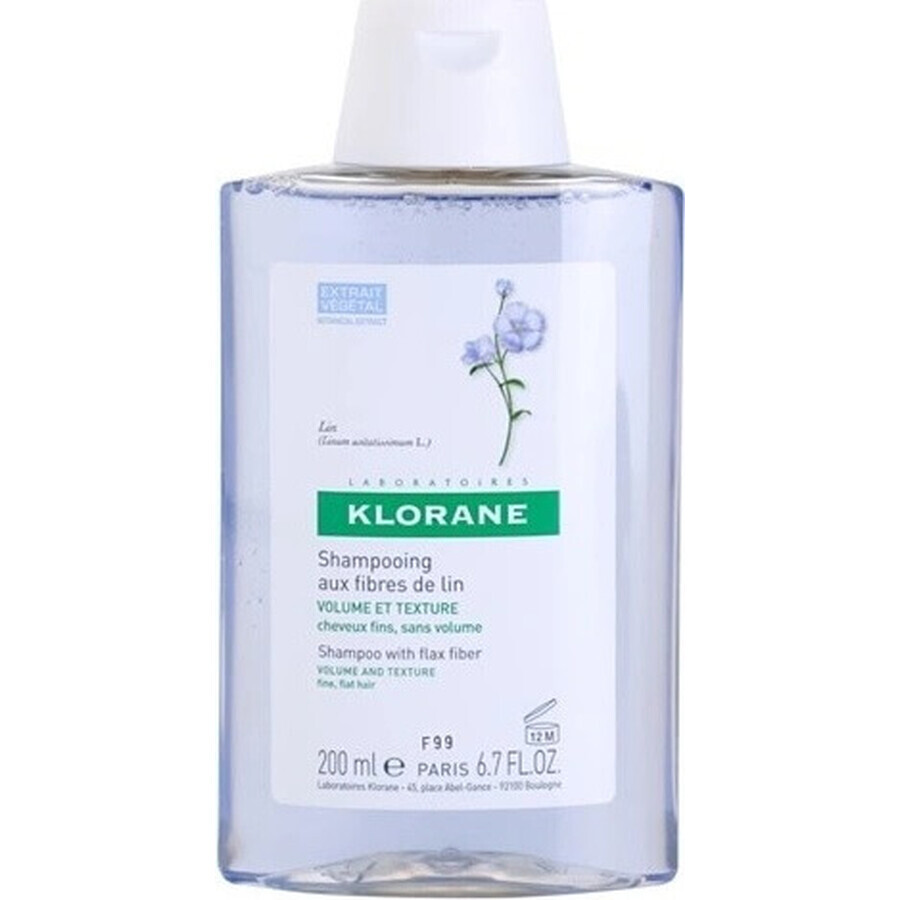 KLORANE Bio-Flachs-Shampoo 1×200ml, Shampoo für feines Haar ohne Volumen