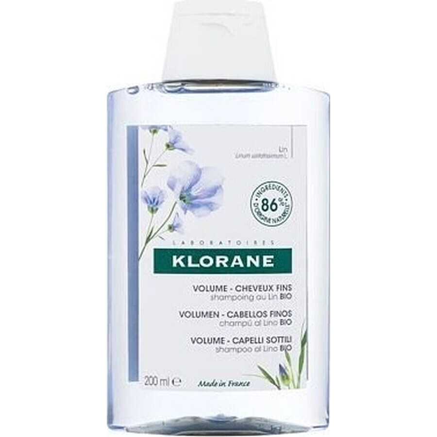 KLORANE Bio-Flachs-Shampoo 1×200ml, Shampoo für feines Haar ohne Volumen