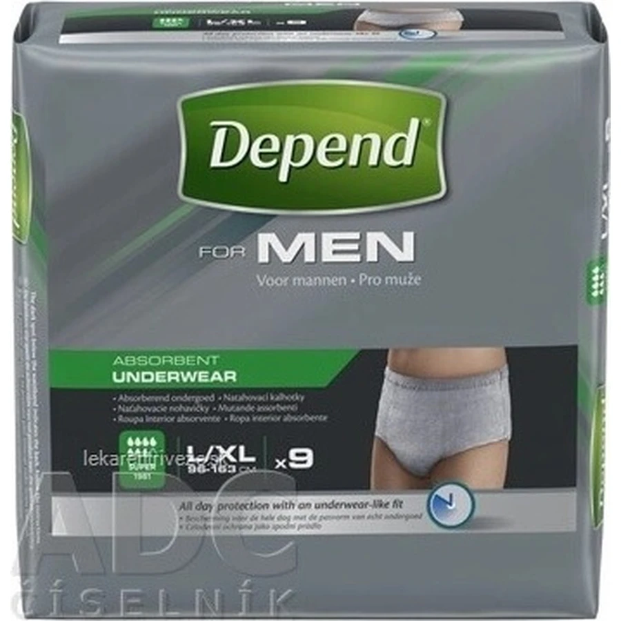 DEPEND SUPER L/XL für Männer 1x9 Stück, elastische Slips, Hüftumfang 95-150 cm