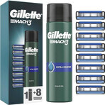 GILLETTE MACH3 8NH + GEL DE RAS 1×1 set, 8 capete de schimb + gel 200 ml