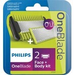 Philips OneBlade QP624/50 360 Ersatzklingen für Gesicht und Körper + Körperkamm und Intimaufsatz 1×1 Stück, Ersatzklingen