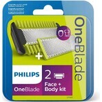 Philips OneBlade QP624/50 360 Ersatzklingen für Gesicht und Körper + Körperkamm und Intimaufsatz 1×1 Stück, Ersatzklingen