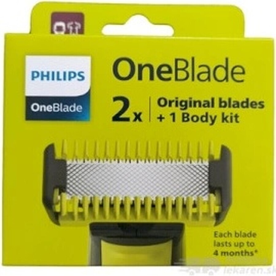 Philips OneBlade QP624/50 360 Ersatzklingen für Gesicht und Körper + Körperkamm und Intimaufsatz 1×1 Stück, Ersatzklingen