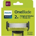 Philips OneBlade QP624/50 360 Ersatzklingen für Gesicht und Körper + Körperkamm und Intimaufsatz 1×1 Stück, Ersatzklingen