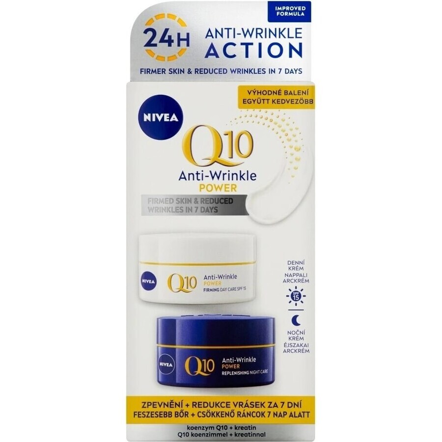 NIVEA Q10 POWER DUO Straffende Tages- und Nachtcreme 2×50 ml, Straffende Creme