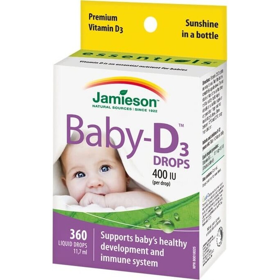 JAMIESON BABY-D3 VITAMINE D3 400 IE CAPS 1×11,7 ml, voedingssupplement