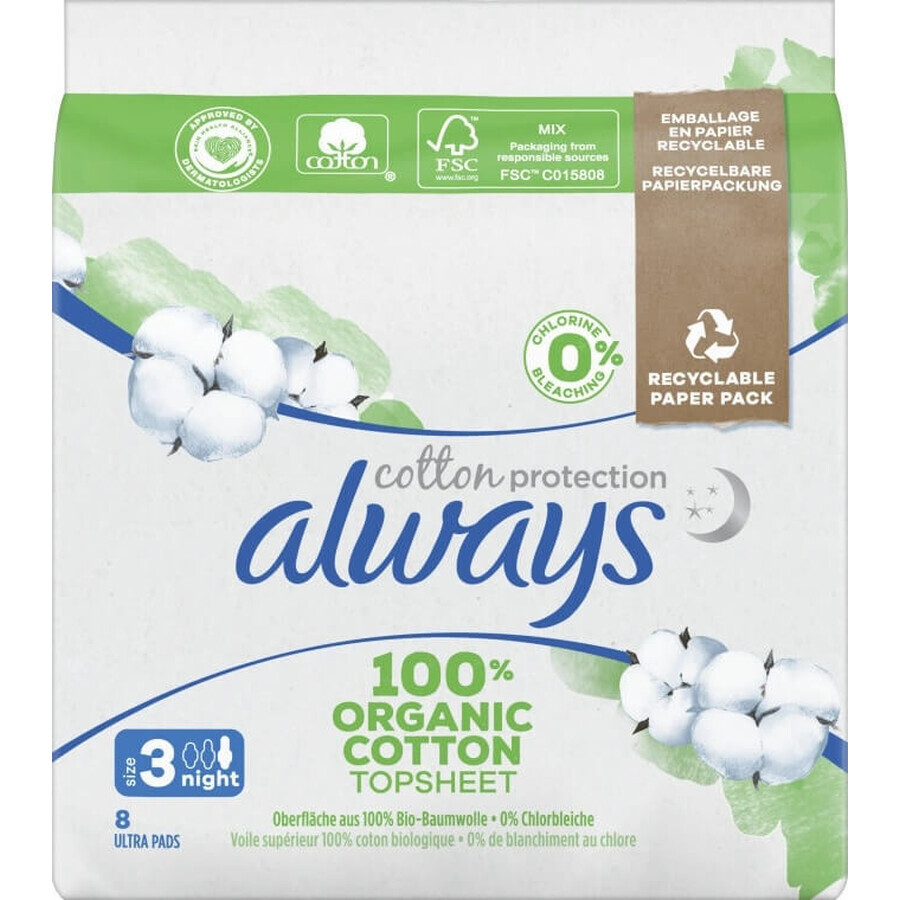 Always Cotton 8pcs 8pcs Night 1×8 pcs, pads