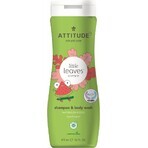 ATTITUDE Săpun de corp și șampon pentru copii (2 în 1) Frunze mici cu aromă de pepene galben și nucă de cocos 1×473 ml, săpun de corp și șampon pentru copii