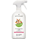 ATTITUDE Spray détergent non parfumé pour fruits et légumes 1×800 ml , détergent pour fruits