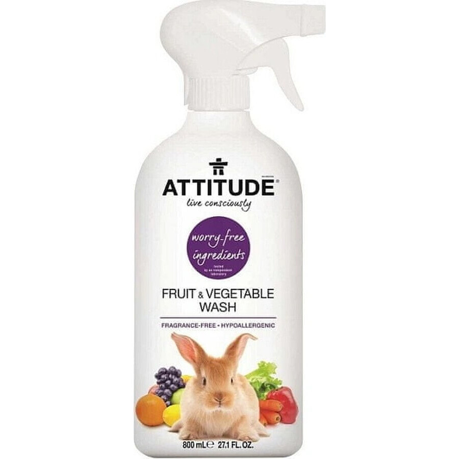 ATTITUDE Detergente per frutta e verdura spray non profumato 1×800 ml , Detergente per frutta