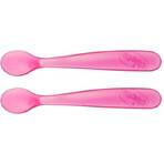 CHICCO Cuillère en silicone 2 pcs rose 6m+ 1×1 pcs, 2 pcs rose 6m+ 1×1 pcs, douce pour les gencives de bébé