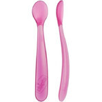 CHICCO Cuillère en silicone 2 pcs rose 6m+ 1×1 pcs, 2 pcs rose 6m+ 1×1 pcs, douce pour les gencives de bébé