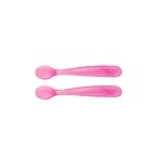 CHICCO Cuillère en silicone 2 pcs rose 6m+ 1×1 pcs, 2 pcs rose 6m+ 1×1 pcs, douce pour les gencives de bébé