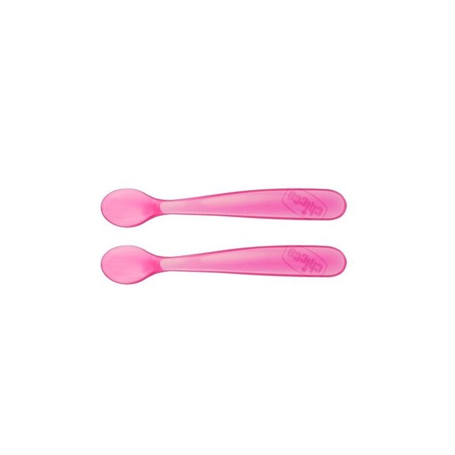 CHICCO Cuillère en silicone 2 pcs rose 6m+ 1×1 pcs, 2 pcs rose 6m+ 1×1 pcs, douce pour les gencives de bébé