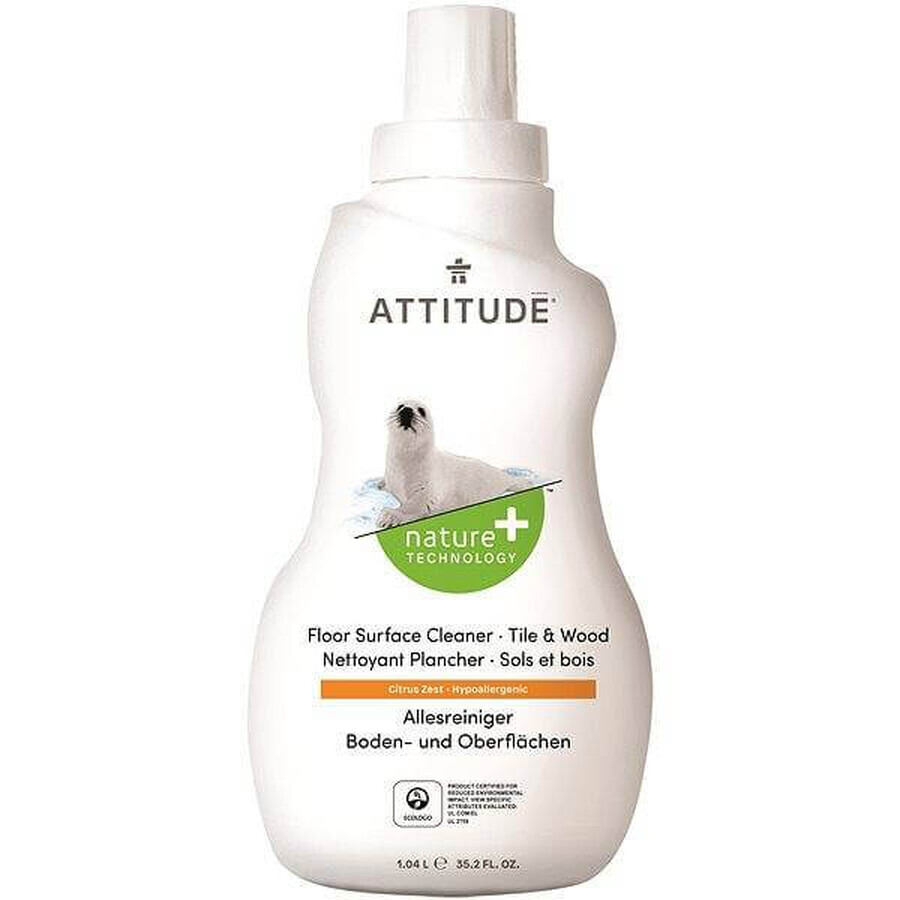 ATTITUDE Nettoyant pour sols et bois à l'arôme de zeste de citron 1×1050 ml, nettoyant pour sols