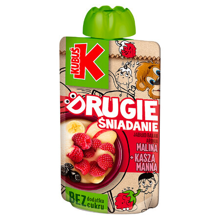 Kubuś Mousse Drugie Śniadanie, manzana, plátano, chokeberry, sémola, 100 g FECHA CORTA