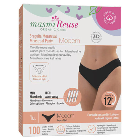 Masmi Modern, Menstruationsslip, Bio-Baumwolle, Größe M, 94-102 cm, 1 Stück