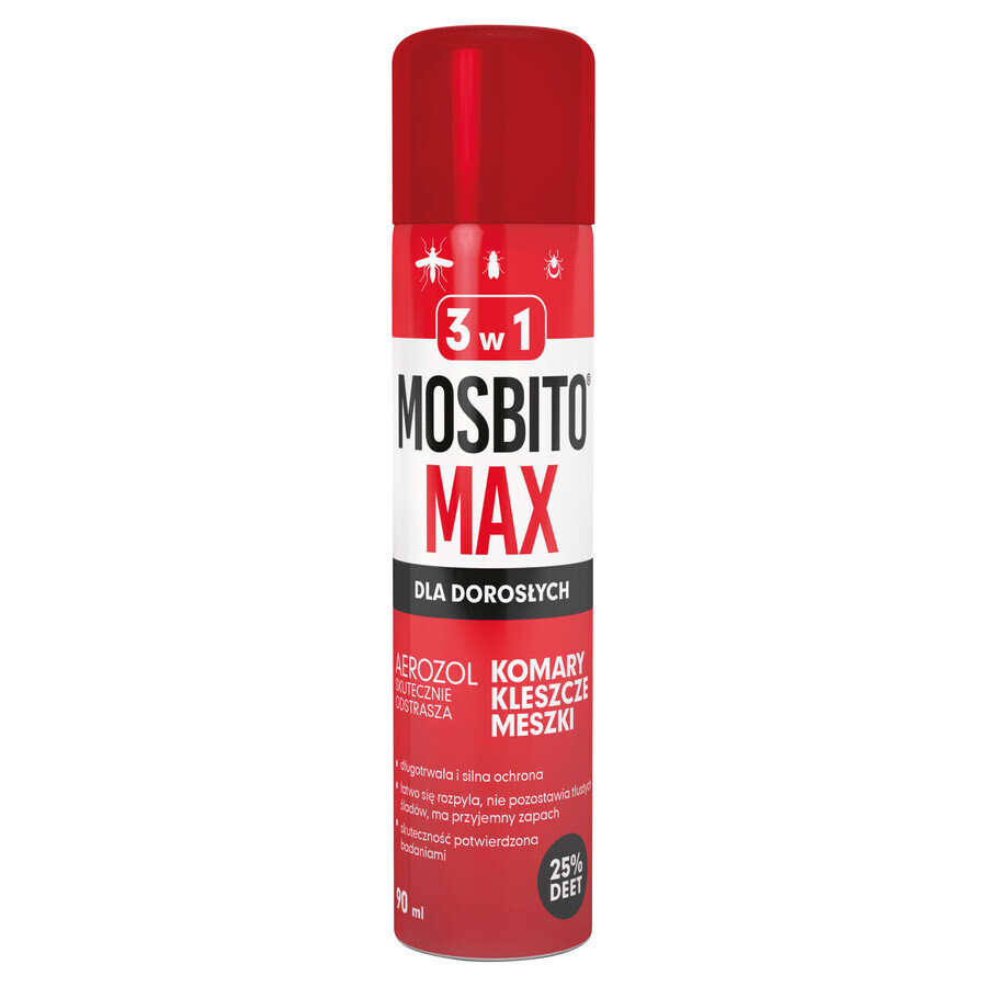 Mosbito Max, Mücken-, Stechmücken- und Zeckenschutzspray, DEET 25%, 90 ml KURZFRISTIG