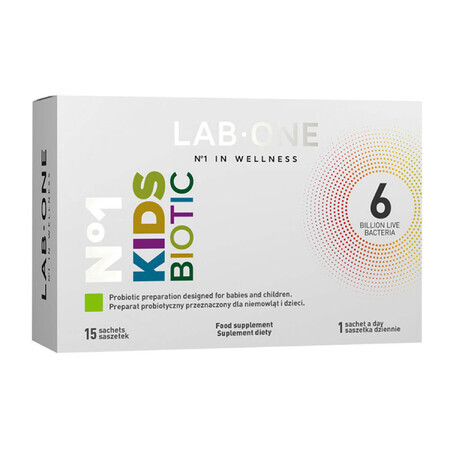 Lab One nº 1 KidsBiotic, para bebés y niños, 15 sobres