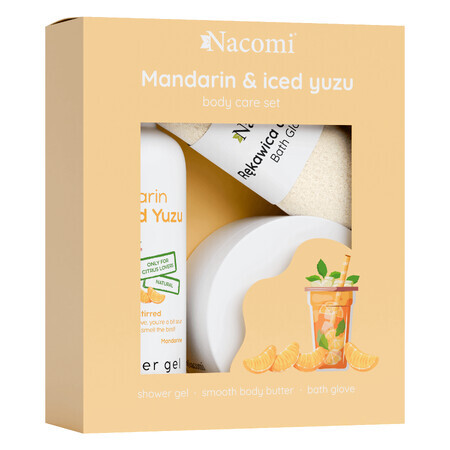 Set Nacomi Mandarine & Iced Yuzu, Duschgel 300 ml + Körperbutter 100 ml + Badehandschuh