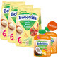 BoboVita Porridge Manna Set, 3 Fr&#252;chte, milchfrei, ab 6 Monaten, 3 x 180 g + Mousse in der Tube, Banane mit Mango und Kokosnuss, 2 x 80 g gratis