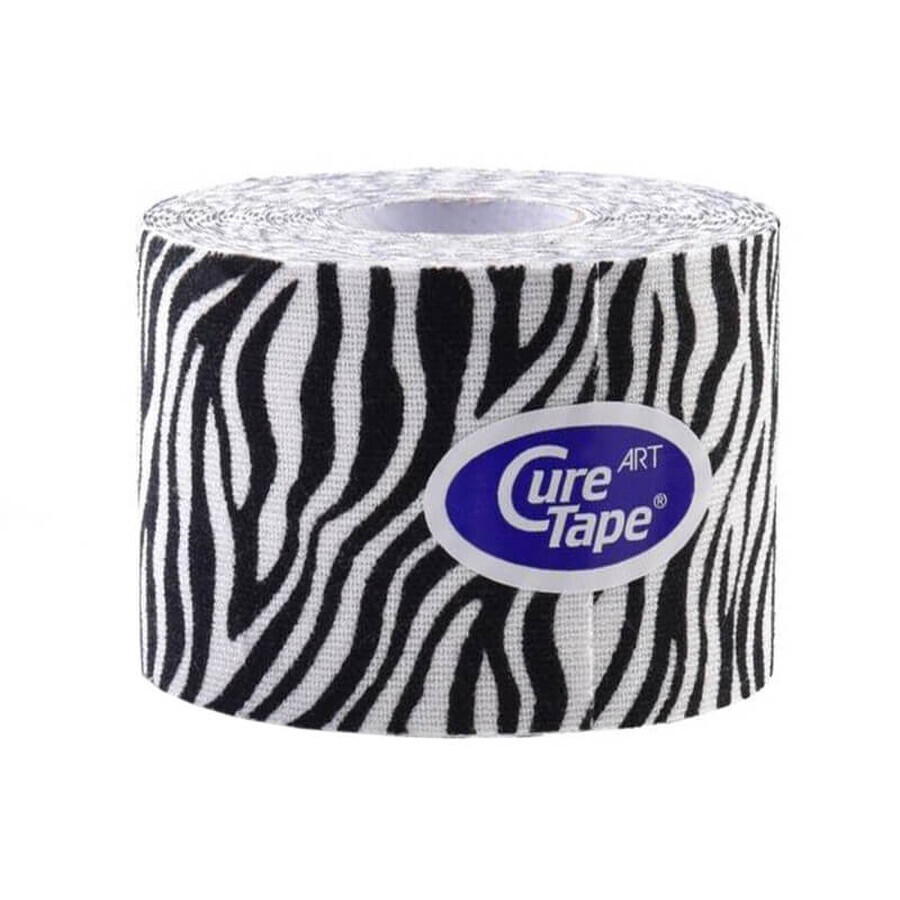 CureTape Art Zebra Schwarz, kinesiologisches Tape, 5 cm x 5 m, 1 Stück