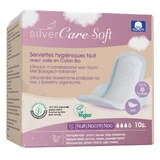 Silver Care Ultra-Thin Cotton Soft Damenbinden mit Flügeln, Nacht, 10 Stück