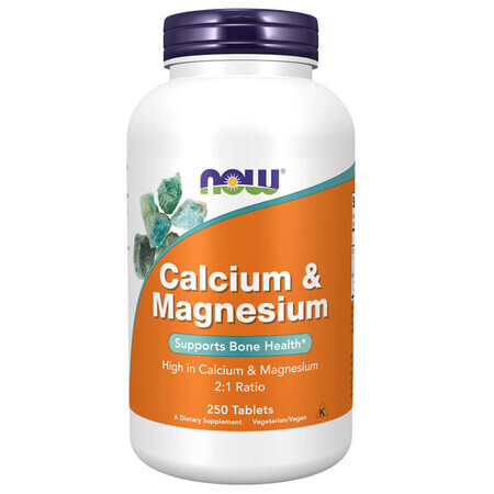 Now Foods Calcium & Magnesium, calcium 500 mg en magnesium 250 mg, 250 vegetarische tabletten